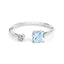 0.52 Carat Aquamarine and Diamond 14K White Gold Ring