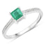 Bague de fiançailles en or blanc 14K avec émeraude zambienne de 0,67 carat et diamants