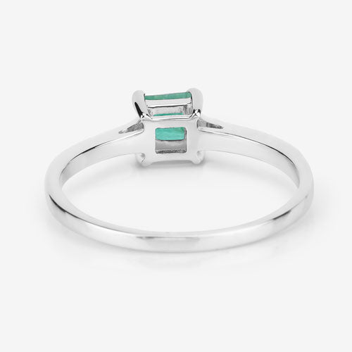 Bague de fiançailles en or blanc 14K avec émeraude zambienne de 0,67 carat et diamants