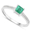 Bague de fiançailles en or blanc 14K avec émeraude zambienne de 0,67 carat et diamants