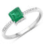 Bague de fiançailles en or blanc 14K avec émeraude zambienne de 0,64 carat et diamants