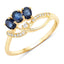 Bague de fiançailles en saphir bleu et diamant de 0,65 carat en or jaune 14K