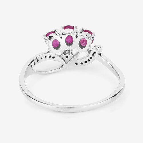 Bague de fiançailles en or blanc 14K avec rubis et diamants de 0,71 carat
