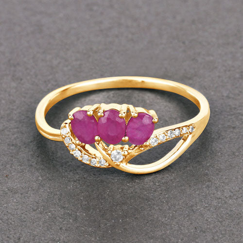 0.71 Carat Ruby and Diamond 14K Yellow Gold Engagement Ring