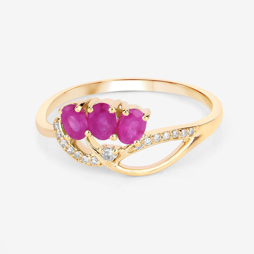 0.71 Carat Ruby and Diamond 14K Yellow Gold Engagement Ring