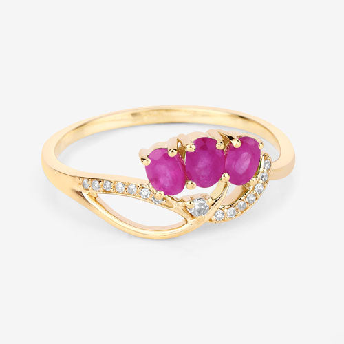 0.71 Carat Ruby and Diamond 14K Yellow Gold Engagement Ring