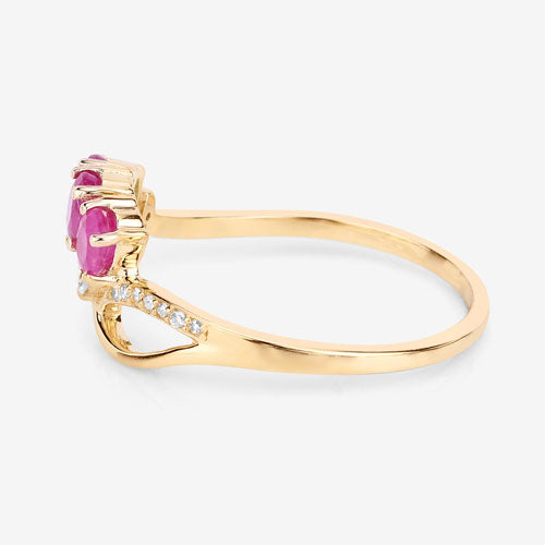 0.71 Carat Ruby and Diamond 14K Yellow Gold Engagement Ring