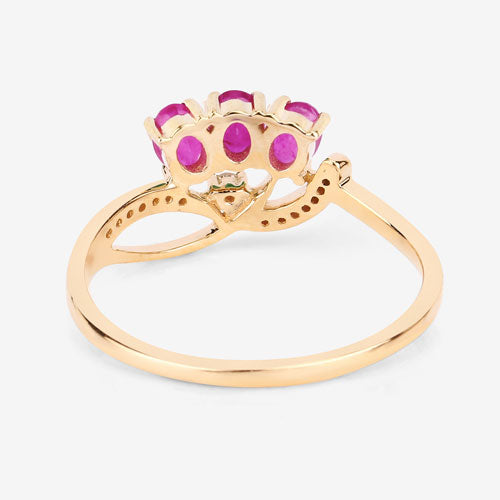 0.71 Carat Ruby and Diamond 14K Yellow Gold Engagement Ring