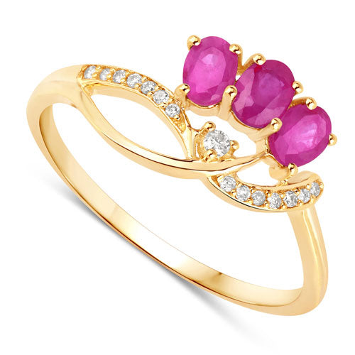 0.71 Carat Ruby and Diamond 14K Yellow Gold Engagement Ring