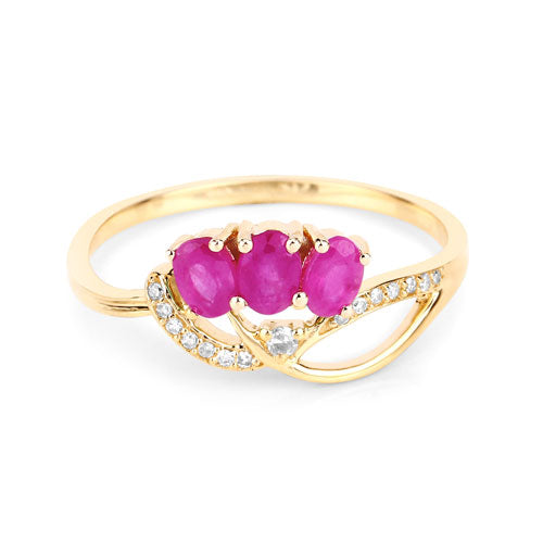 0.71 Carat Ruby and Diamond 14K Yellow Gold Engagement Ring