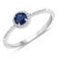 0.38 Carat Blue Sapphire and Diamond 14K White Gold Engagement Ring
