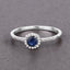 0.38 Carat Blue Sapphire and Diamond 14K White Gold Engagement Ring