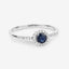 0.38 Carat Blue Sapphire and Diamond 14K White Gold Engagement Ring
