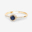 Anillo de Zafiro Azul de 0.38 Quilates y Diamante Blanco en Oro Amarillo de 14K