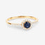 Anillo de Zafiro Azul de 0.38 Quilates y Diamante Blanco en Oro Amarillo de 14K