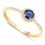 Anillo de Zafiro Azul de 0.38 Quilates y Diamante Blanco en Oro Amarillo de 14K