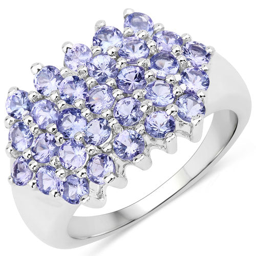 2.03 Carat Genuine Tanzanite Sterling Silver Engagement Ring