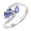 Bague en Or Blanc 14K avec Tanzanite et Diamant Blanc de 0,51 Carat