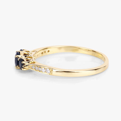 Bague de fiançailles en saphir bleu et diamant de 0,56 carat en or jaune 14K