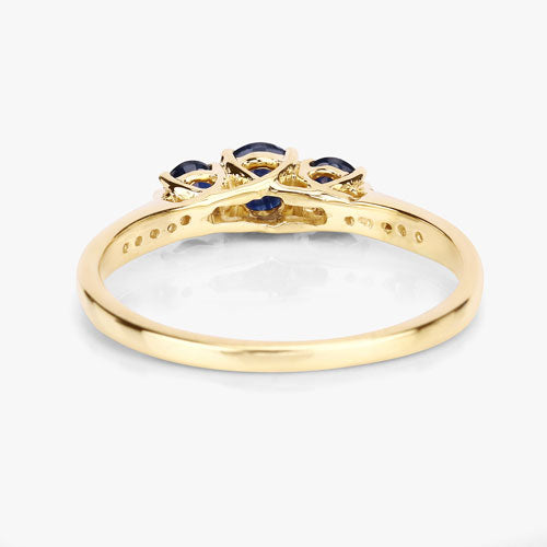 Bague de fiançailles en saphir bleu et diamant de 0,56 carat en or jaune 14K