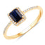 Bague de fiançailles en saphir bleu et diamant de 0,60 carat en or jaune 14K
