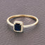 Bague de fiançailles en saphir bleu et diamant de 0,60 carat en or jaune 14K
