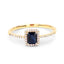Bague de fiançailles en saphir bleu et diamant de 0,60 carat en or jaune 14K