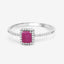 Bague de fiançailles en or blanc 14K avec rubis de 0,58 carat et diamants blancs