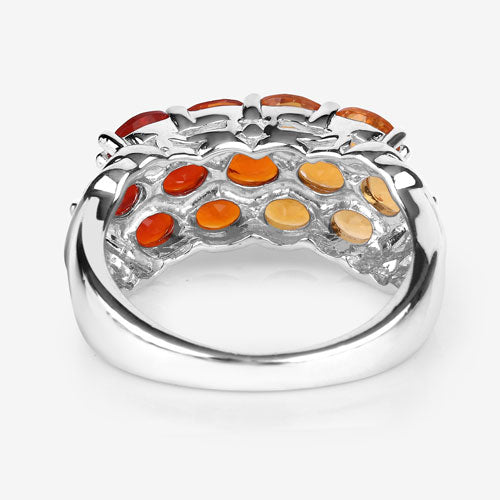 Anillo de Compromiso de Ópalo de Fuego Genuine de 1.56 Quilates en Plata de Ley