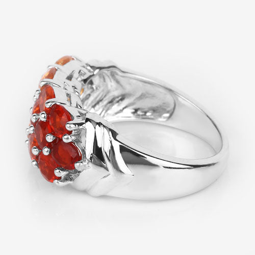 Anillo de Compromiso de Ópalo de Fuego Genuine de 1.56 Quilates en Plata de Ley
