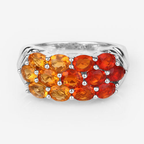 Anillo de Compromiso de Ópalo de Fuego Genuine de 1.56 Quilates en Plata de Ley