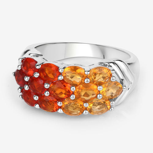Anillo de Compromiso de Ópalo de Fuego Genuine de 1.56 Quilates en Plata de Ley