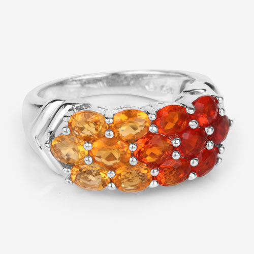 Anillo de Compromiso de Ópalo de Fuego Genuine de 1.56 Quilates en Plata de Ley