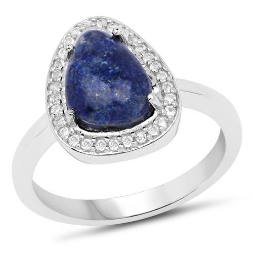 Anillo de Compromiso de Plata Esterlina con Lápiz y Topacio Blanco de 2.03 Quilates