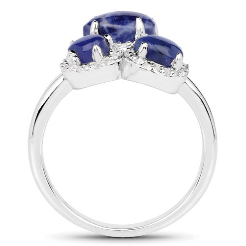 2.28 Carat Blue Aventurine & White Topaz Sterling Silver Ring