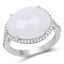 Anillo de 7.33 quilates de auténtica piedra lunar blanca arcoíris y topacio blanco