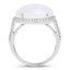 Anillo de 7.33 quilates de auténtica piedra lunar blanca arcoíris y topacio blanco