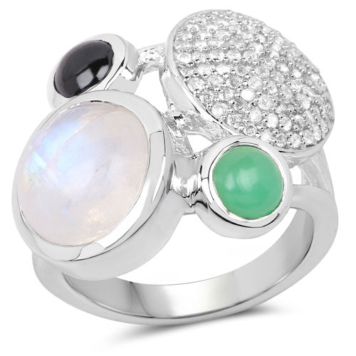 5.90 Carat Multi Stone Sterling Silver Cocktail Ring