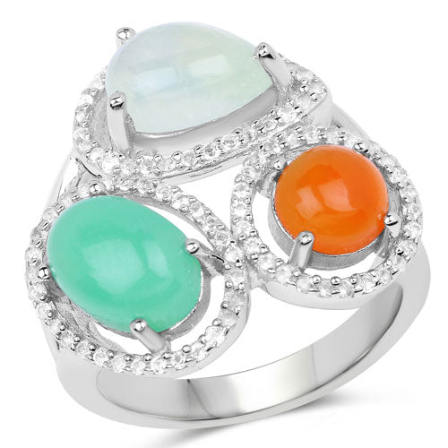 4.82 Carat Multi Stone .925 Sterling Silver Engagement Ring