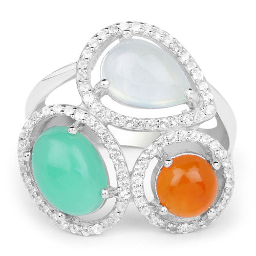 4.82 Carat Multi Stone .925 Sterling Silver Engagement Ring