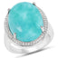 Bague en argent sterling de 15,09 carats en amazonite véritable et topaze blanche