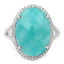 8.14 Carat Genuine Amazonite & White Topaz Sterling Silver Ring