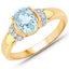 Bague en or 14 carats avec aquamarine et diamants de 1,09 carat
