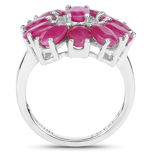 5.83 Carat Genuine Ruby and White Zircon Sterling Silver Ring