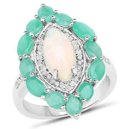 Bague de fiançailles multi-stones de 3,61 carats en argent sterling .925