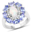 3.05 Carat Genuine Ethiopian Opal and Tanzanite Sterling Silver Ring