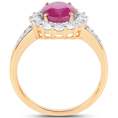 2.84 Carat Genuine Burma Ruby and Diamond Halo Ring