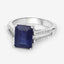 3.07 Carat Glass Filled Sapphire & White Zircon Sterling Silver Ring
