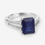 3.07 Carat Glass Filled Sapphire & White Zircon Sterling Silver Ring