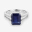 3.07 Carat Glass Filled Sapphire & White Zircon Sterling Silver Ring